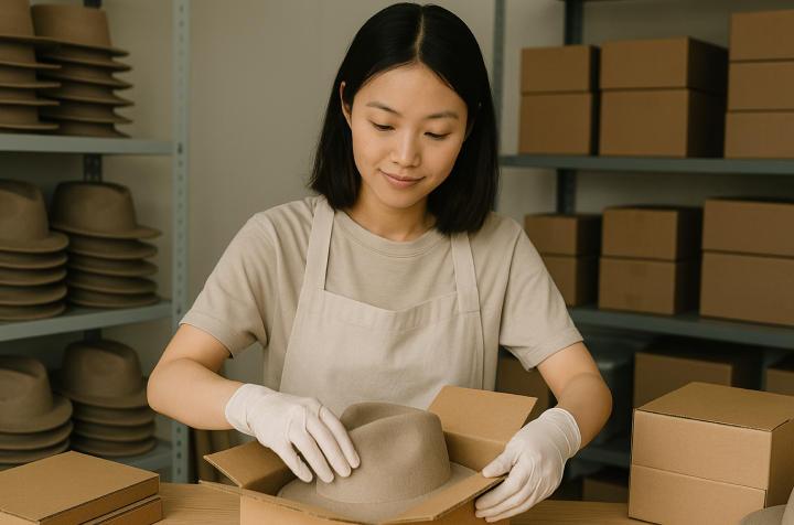 (주)캐비야모자 모자 제품 포장원 채용 이미지