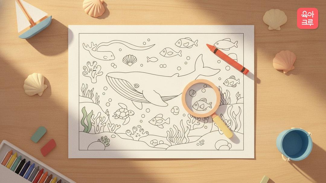 바다 숨은그림찾기 도안 pdf 무료, 바닷속 해변 쉬움부터 아주 어려움까지 7장 정답 포함