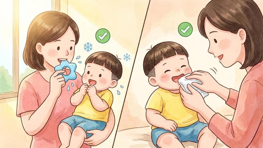 이앓이 완화법, 잇몸 마사지와 차가운 치발기 사용법