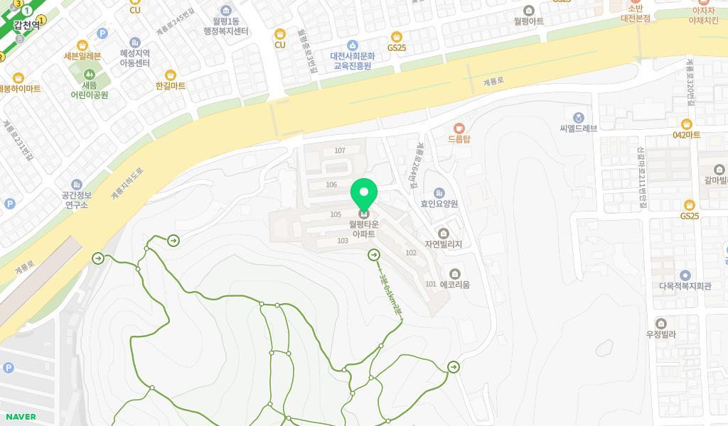 월평새싹어린이집 위치 지도