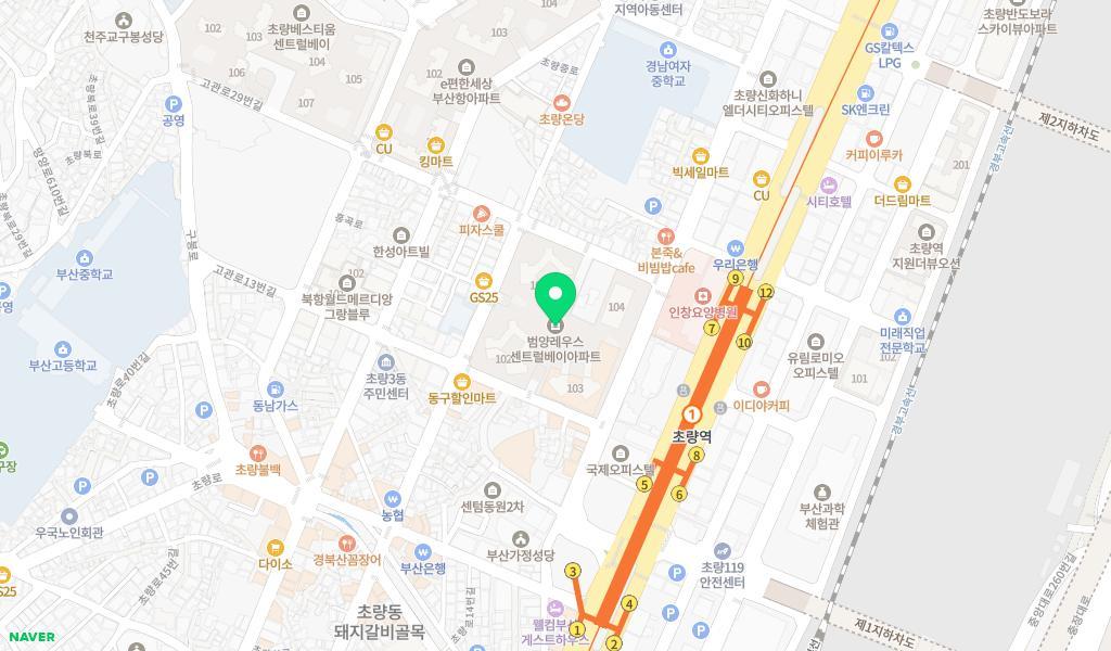 초량범양레우스어린이집 위치 지도