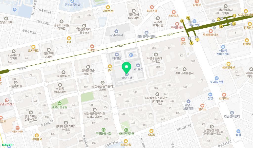 강남구청 직장어린이집 위치 지도