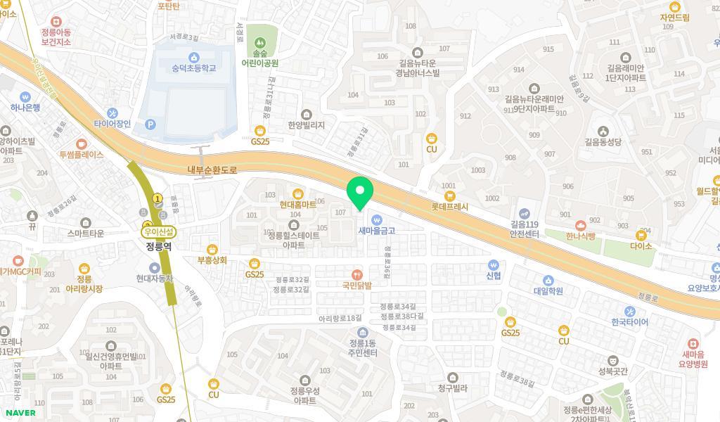 정릉1동어린이집 위치 지도