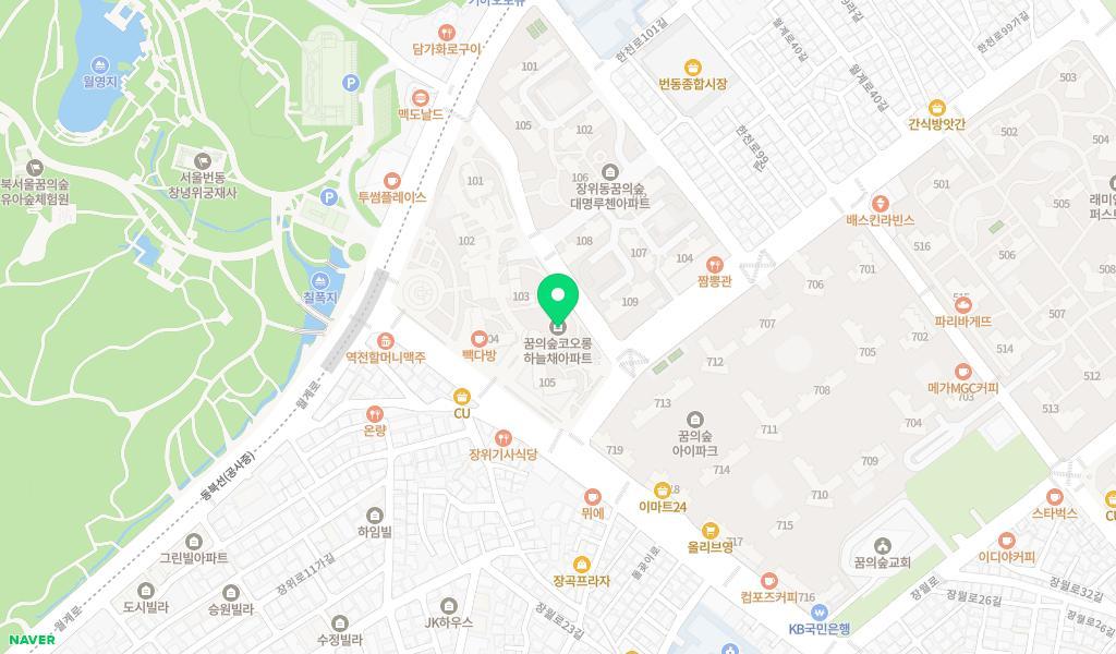 꿈의숲코오롱하늘채어린이집 위치 지도