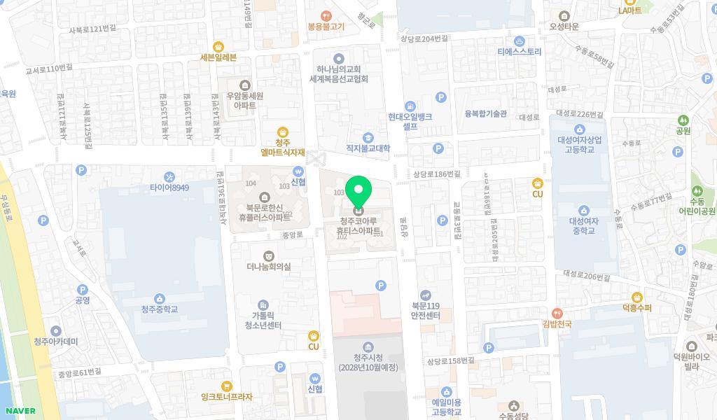 코아루휴티스어린이집 위치 지도