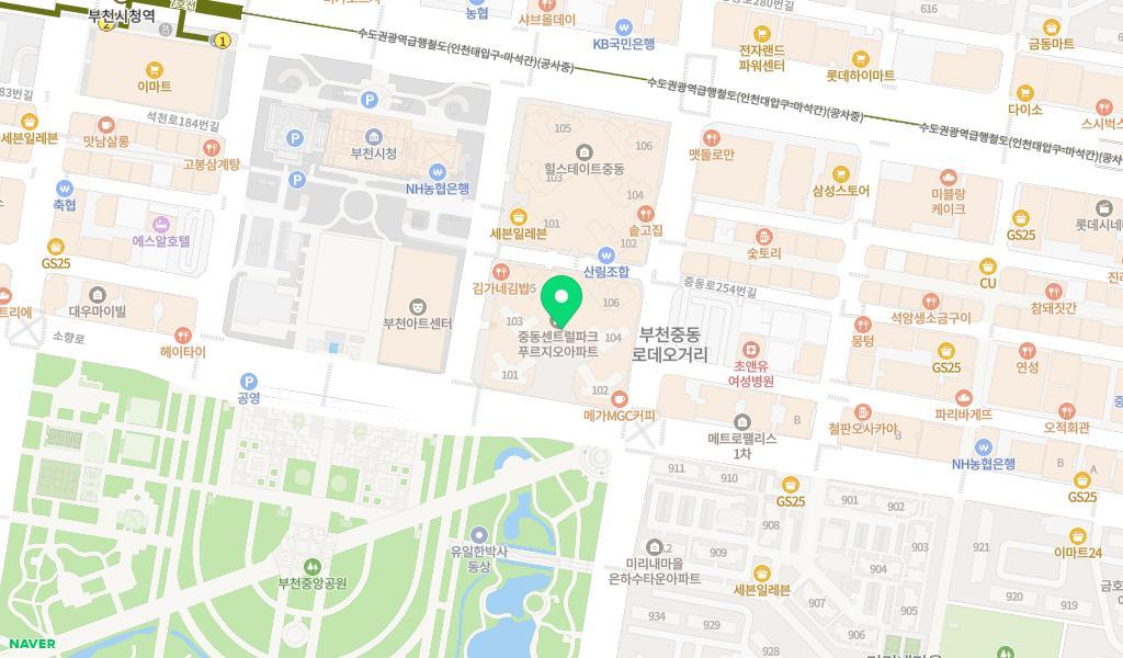 중동센트럴파크어린이집 위치 지도