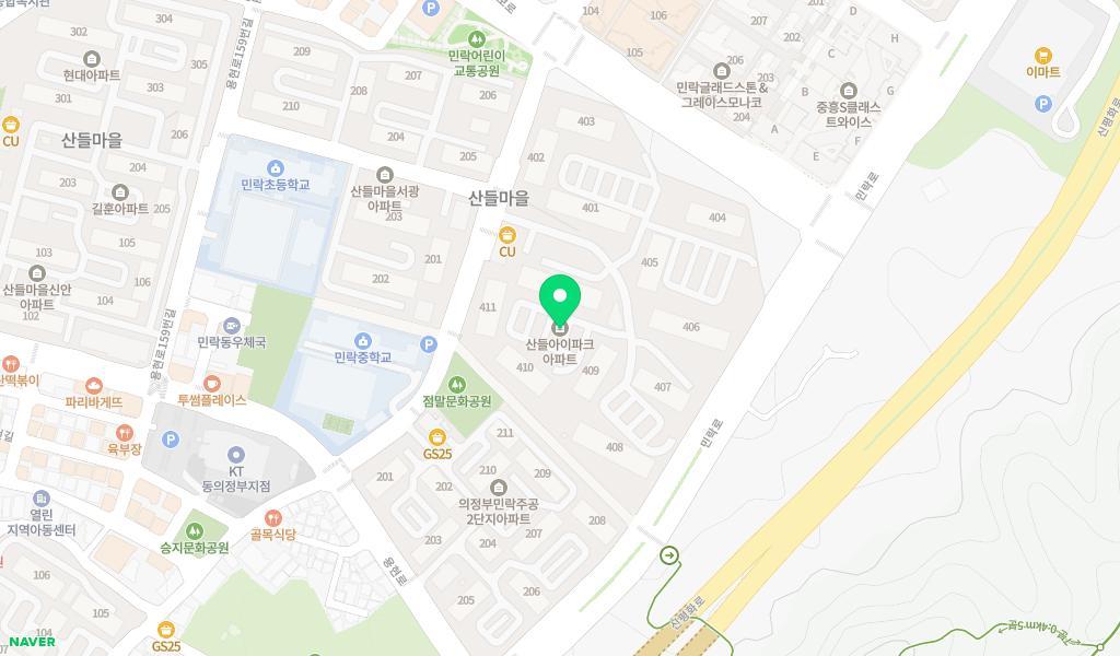 산들마을현대어린이집 위치 지도