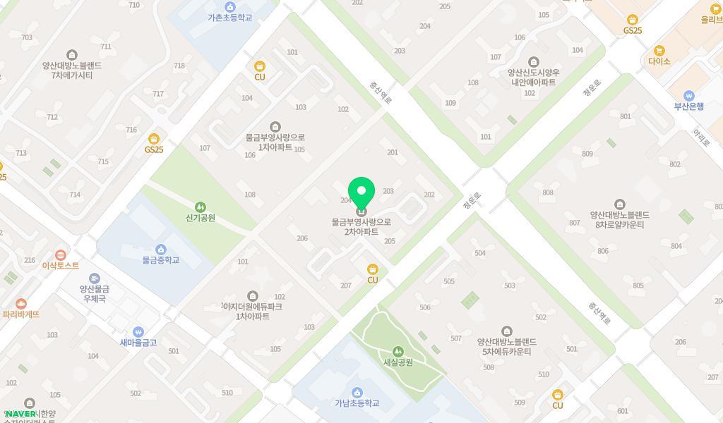 양산물금2단지 부영사랑으로어린이집 위치 지도
