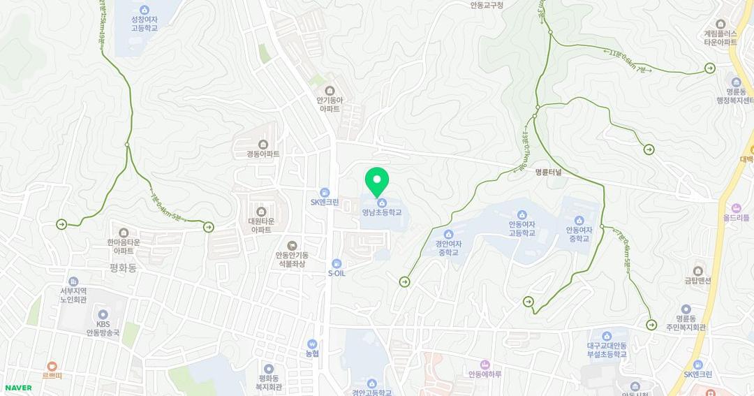 영남초등학교병설유치원 위치 지도