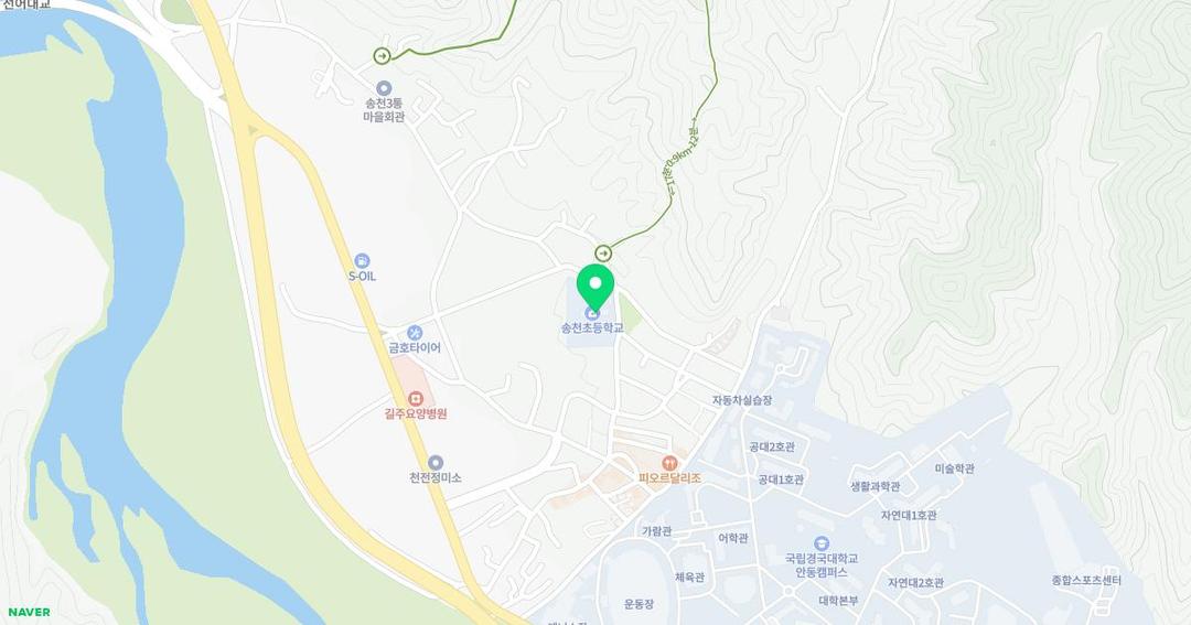 송천초등학교병설유치원 위치 지도