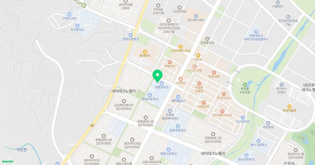 대전관평초등학교병설유치원 위치 지도