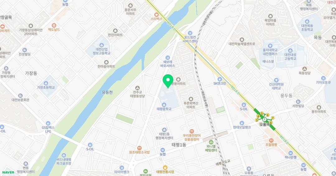 대전유평초등학교병설유치원 위치 지도