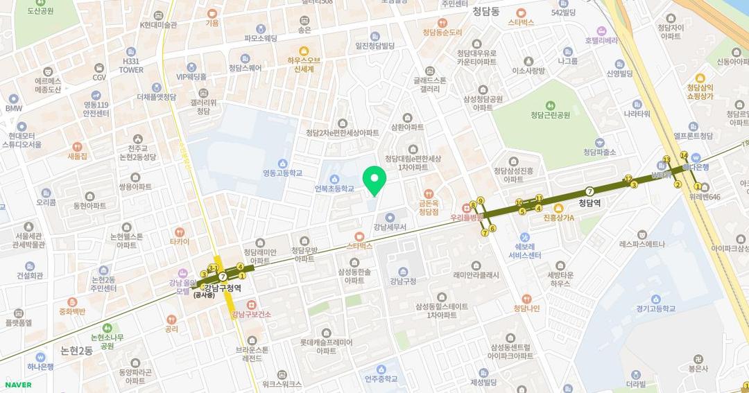 청담몬테소리유치원 위치 지도
