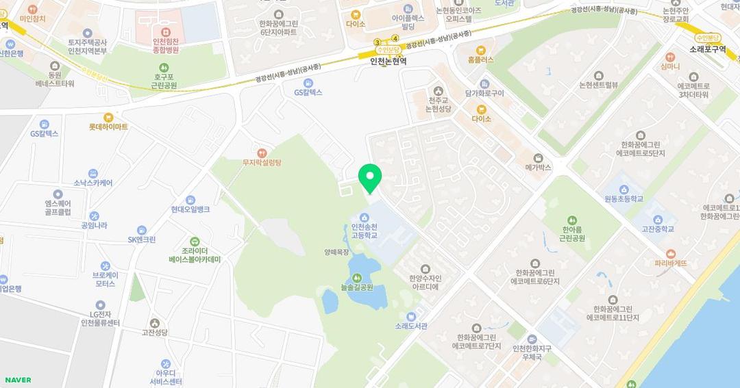 인천고잔유치원 위치 지도