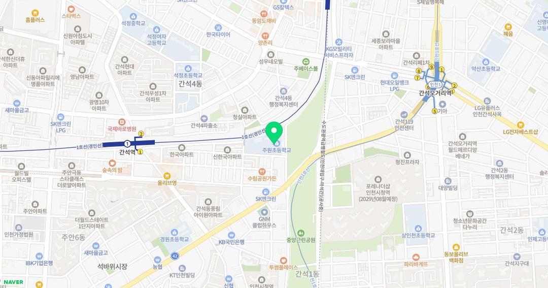 인천주원초등학교병설유치원 위치 지도