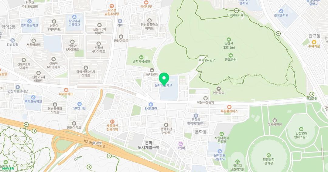 인천문학초등학교병설유치원 위치 지도