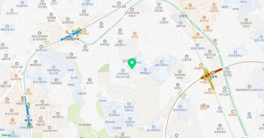 서울삼선초등학교병설유치원 위치 지도