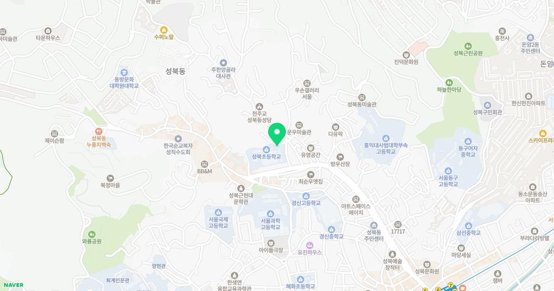 서울성북초등학교병설유치원 위치 지도