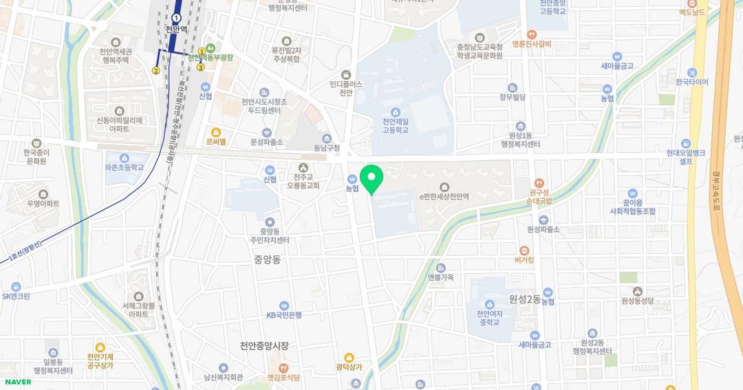 천안남산초등학교병설유치원 위치 지도