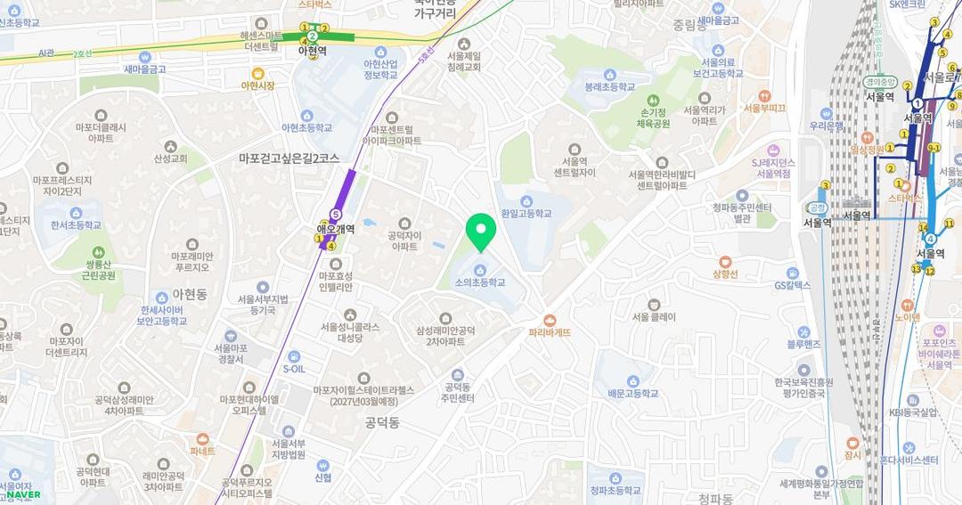 서울소의초등학교병설유치원 위치 지도