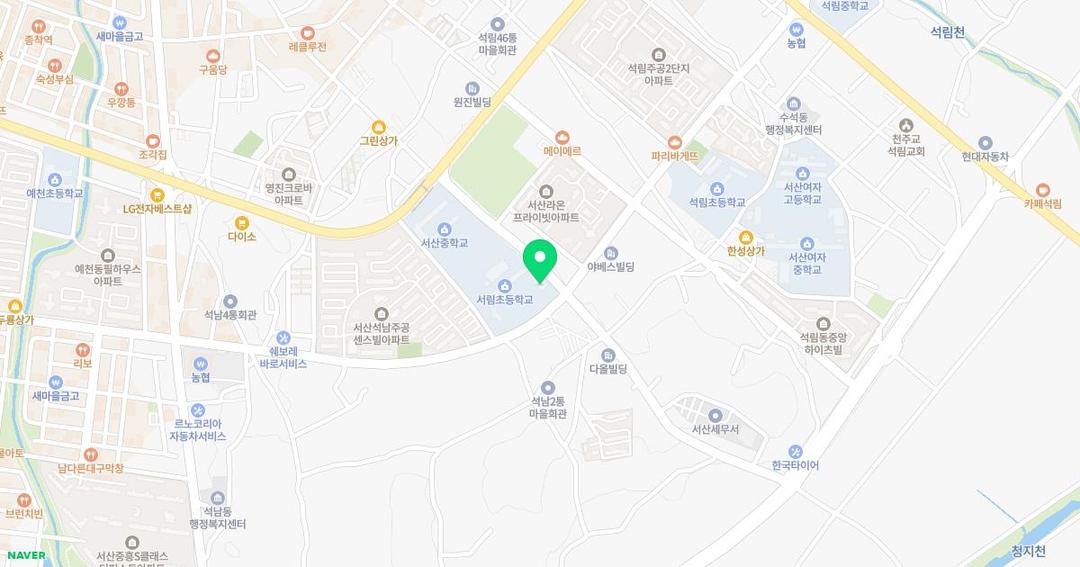 서산서림유치원 위치 지도