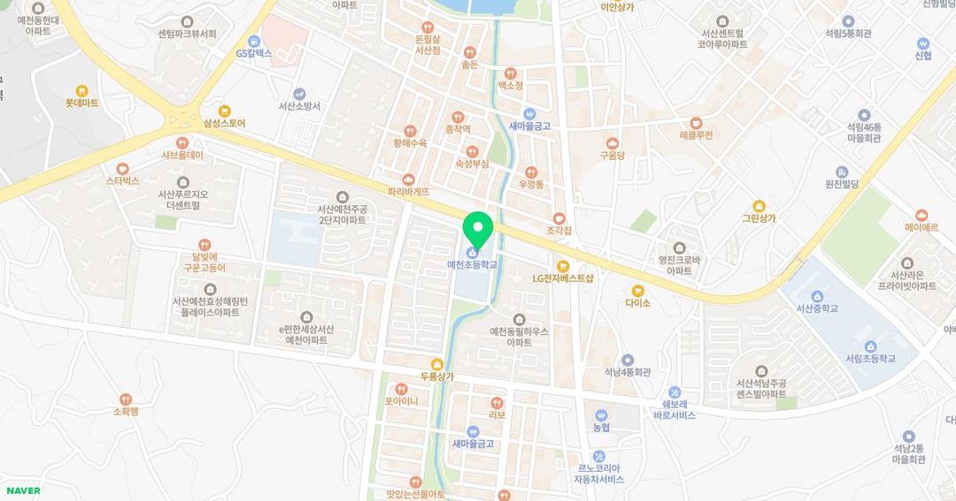 서산예천초등학교병설유치원 위치 지도