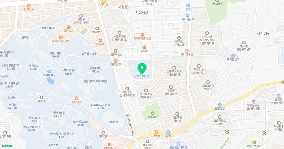창신유치원 위치 지도