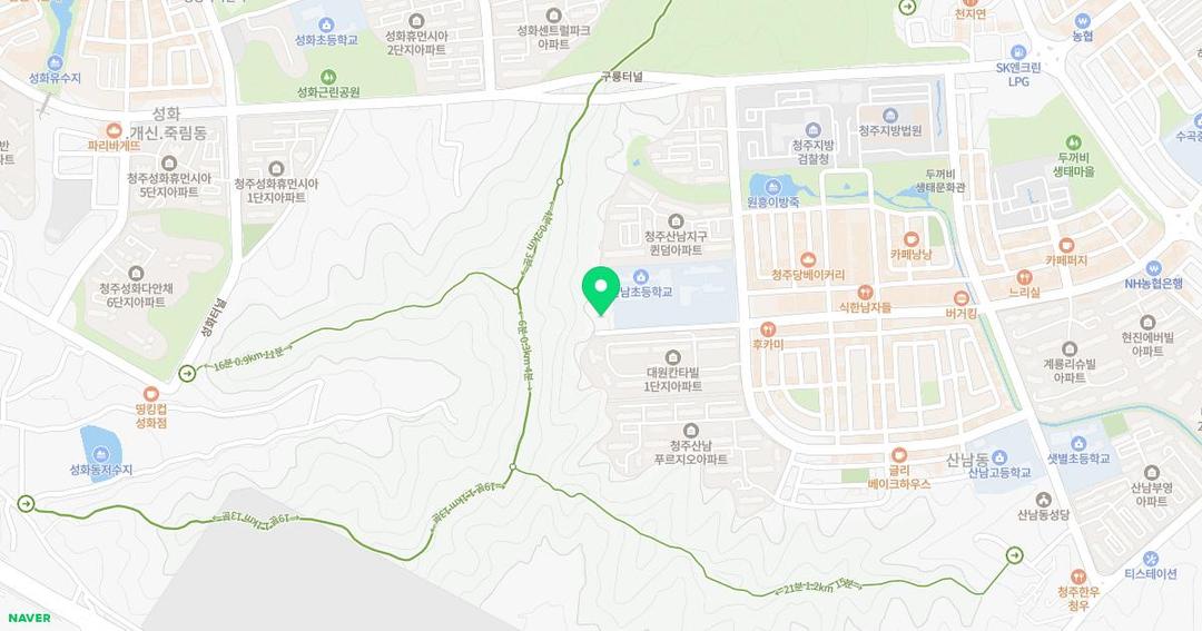 산남유치원 위치 지도