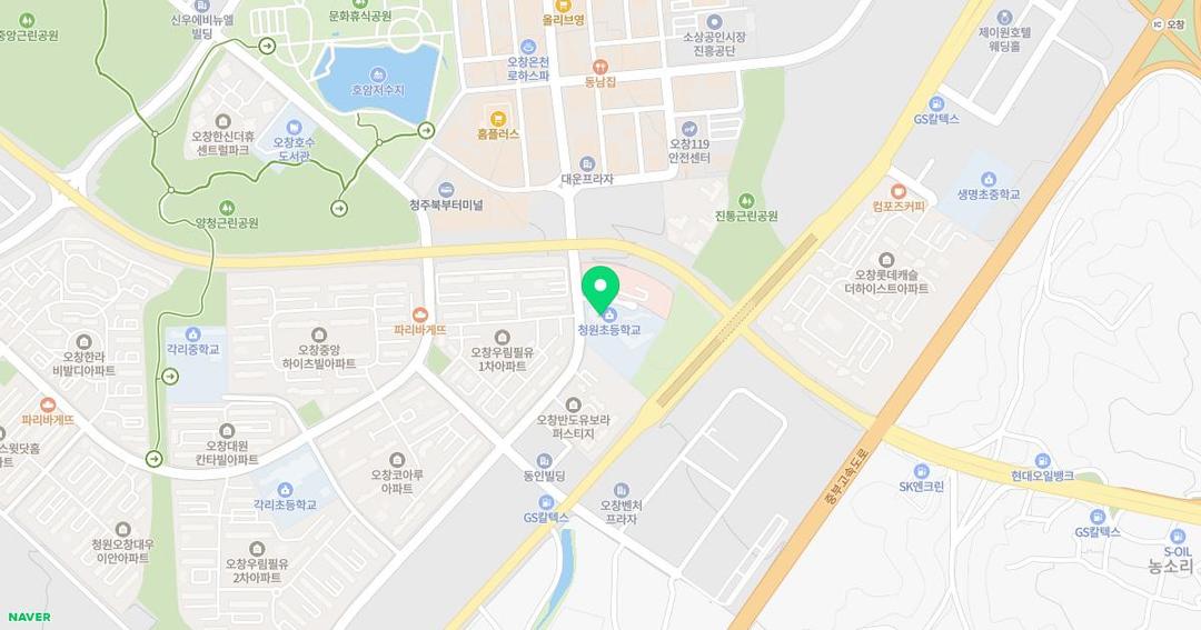 청원초등학교병설유치원 위치 지도