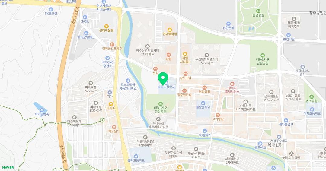 솔밭초등학교병설유치원 위치 지도