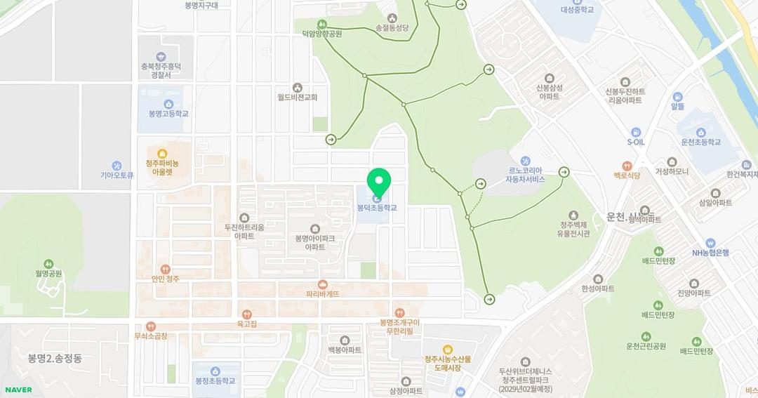 봉덕초등학교병설유치원 위치 지도
