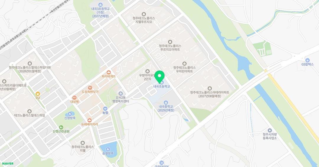 청주내곡초등학교병설유치원 위치 지도