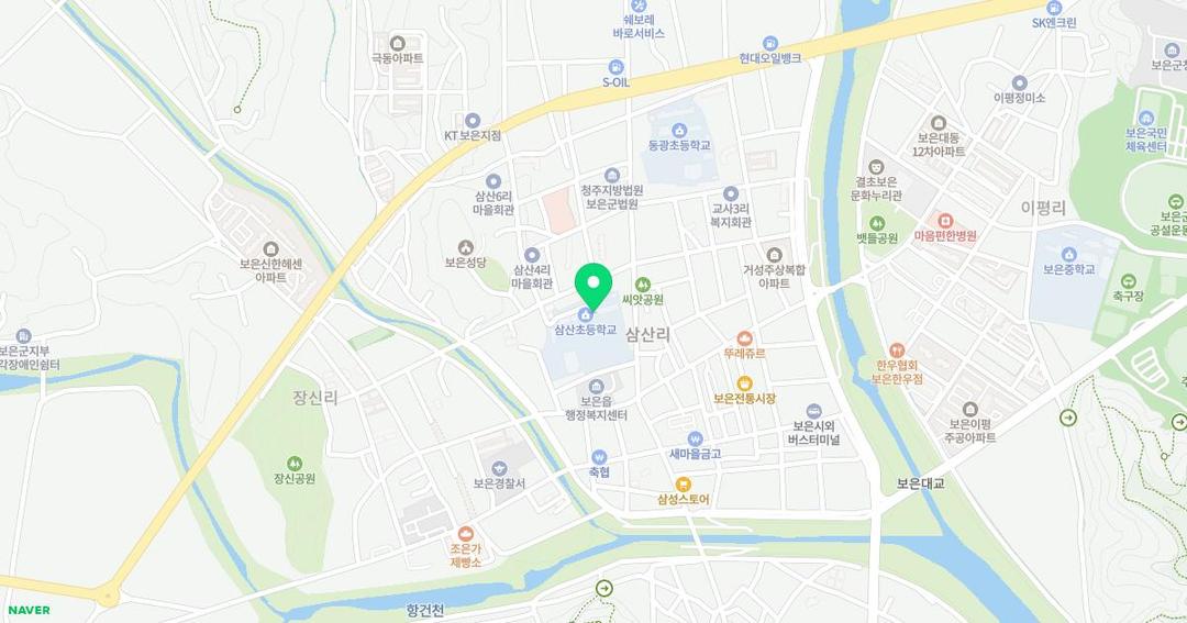 보은삼산초등학교병설유치원 위치 지도