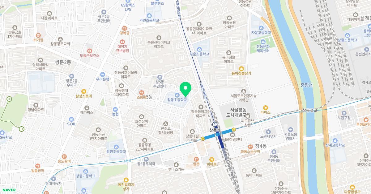 서울창동초등학교병설유치원 위치 지도