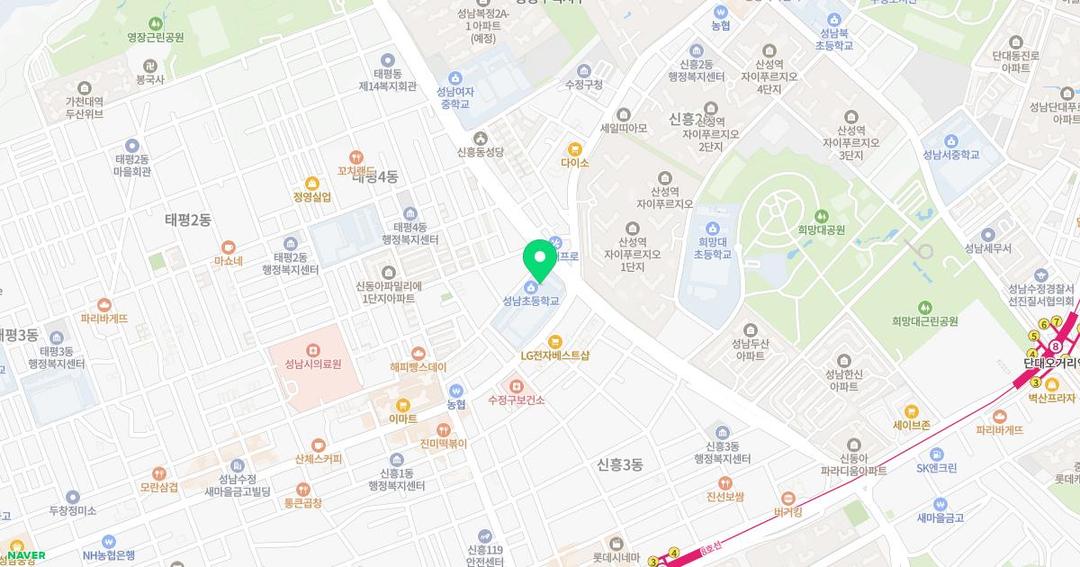 성남푸른유치원 위치 지도
