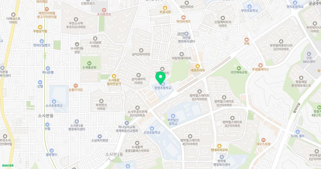 창영초등학교병설유치원 위치 지도