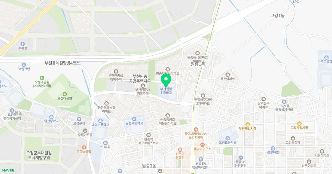 부천원일초등학교병설유치원 위치 지도