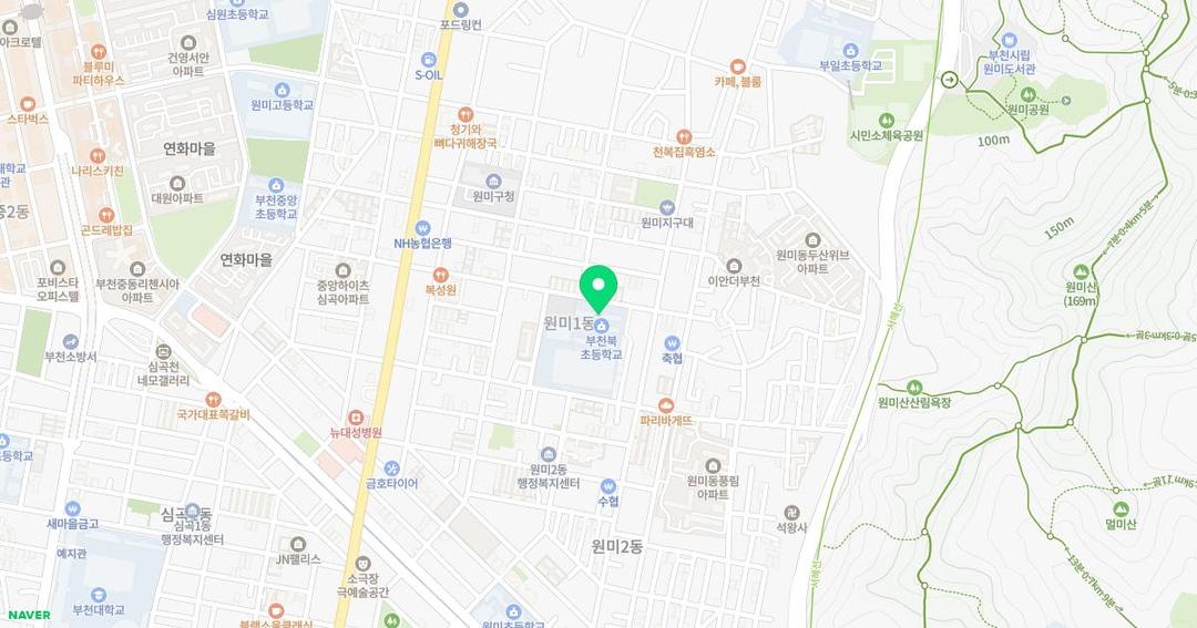 부천북초등학교병설유치원 위치 지도