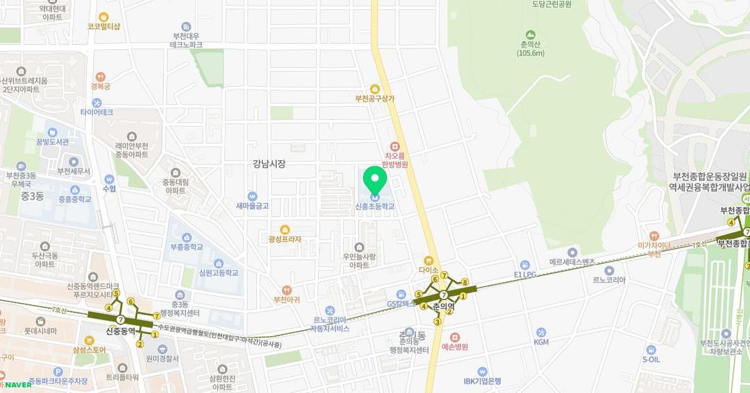 부천신흥초등학교병설유치원 위치 지도