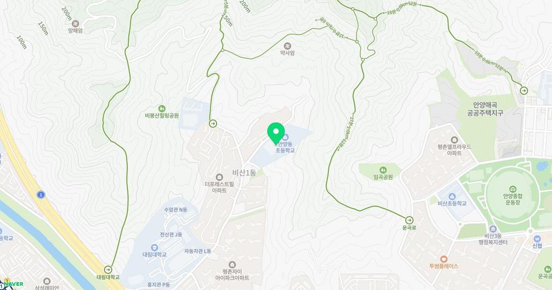 안양동초등학교병설유치원 위치 지도