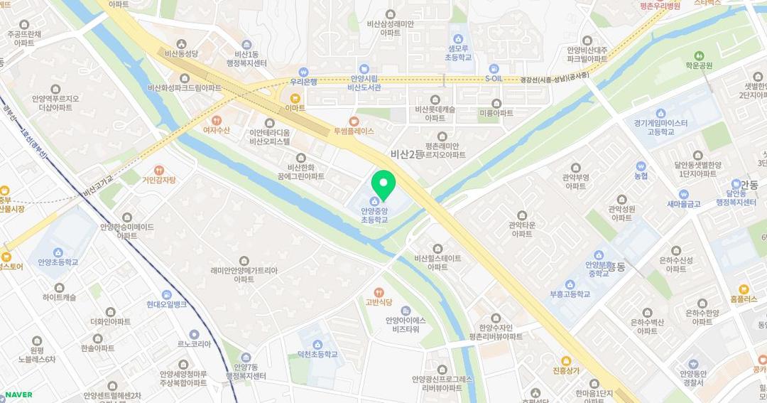 안양중앙초등학교병설유치원 위치 지도