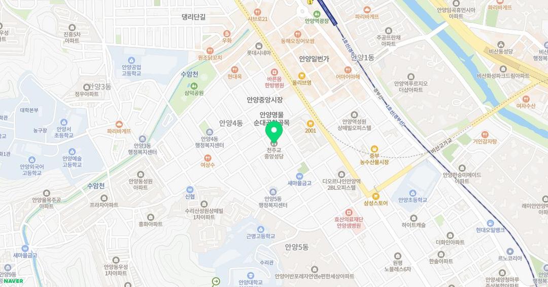 안양유치원 위치 지도