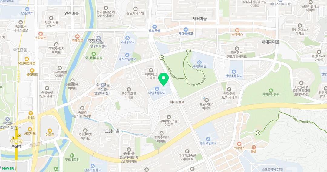 용인대일초등학교병설유치원 위치 지도