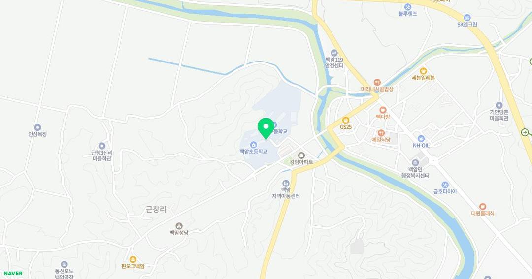 백암초등학교병설유치원 위치 지도