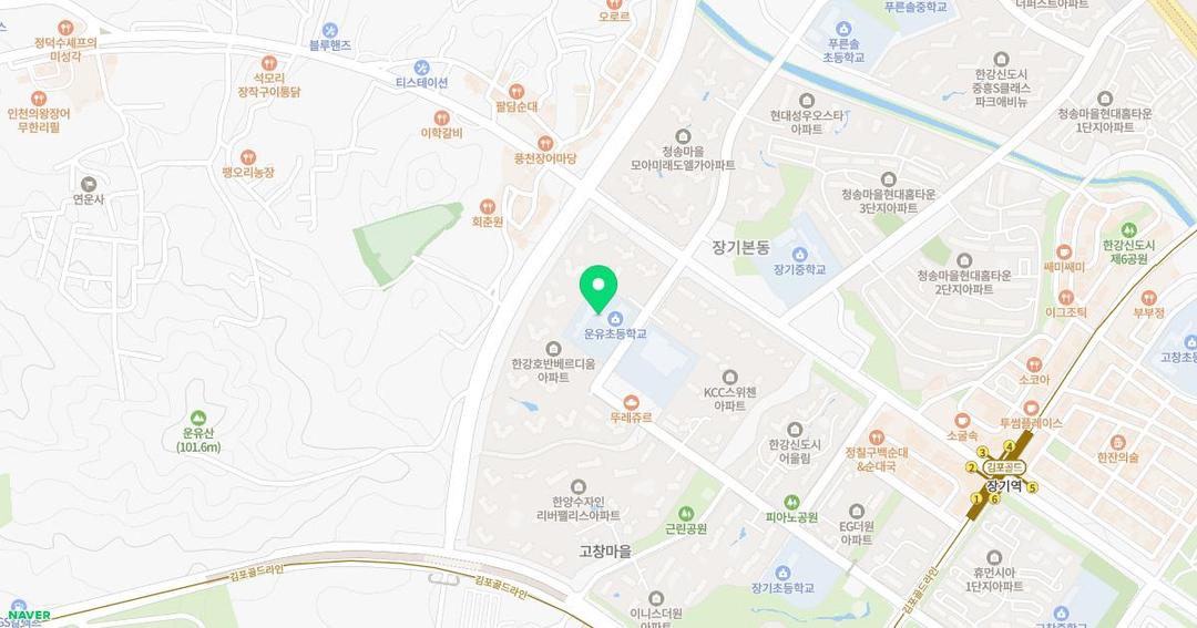 운유초등학교병설유치원 위치 지도