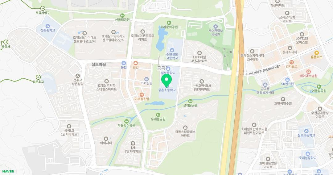 수원중촌초등학교병설유치원 위치 지도
