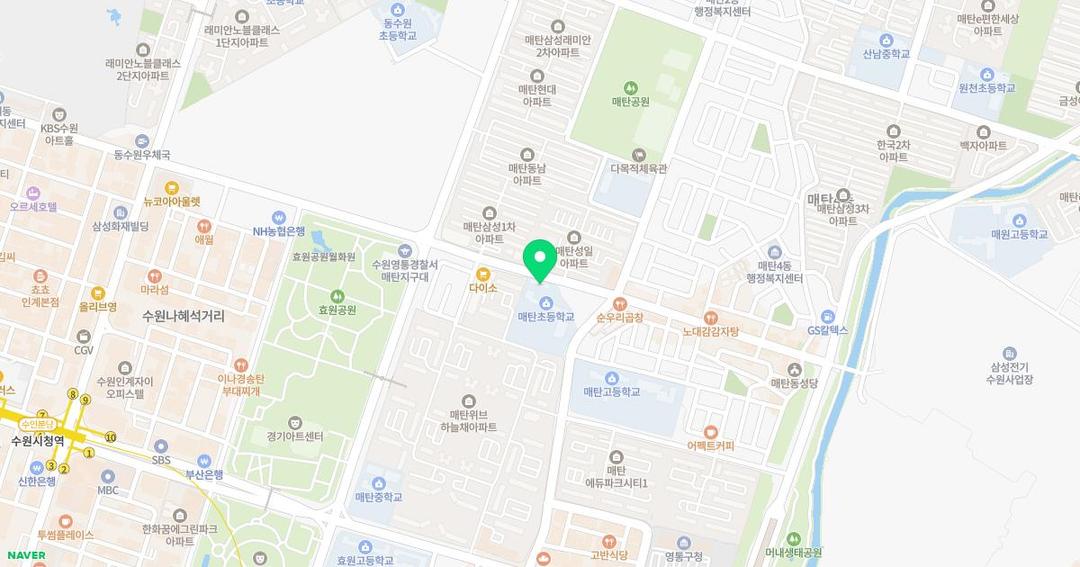 매탄초등학교병설유치원 위치 지도