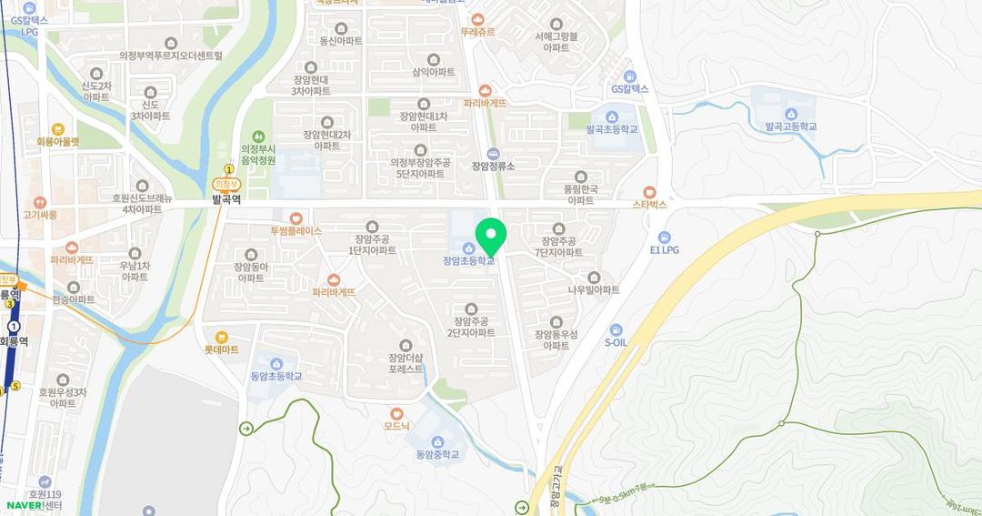 의정부장암초등학교병설유치원 위치 지도
