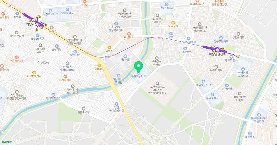 하남천현초등학교병설유치원 위치 지도