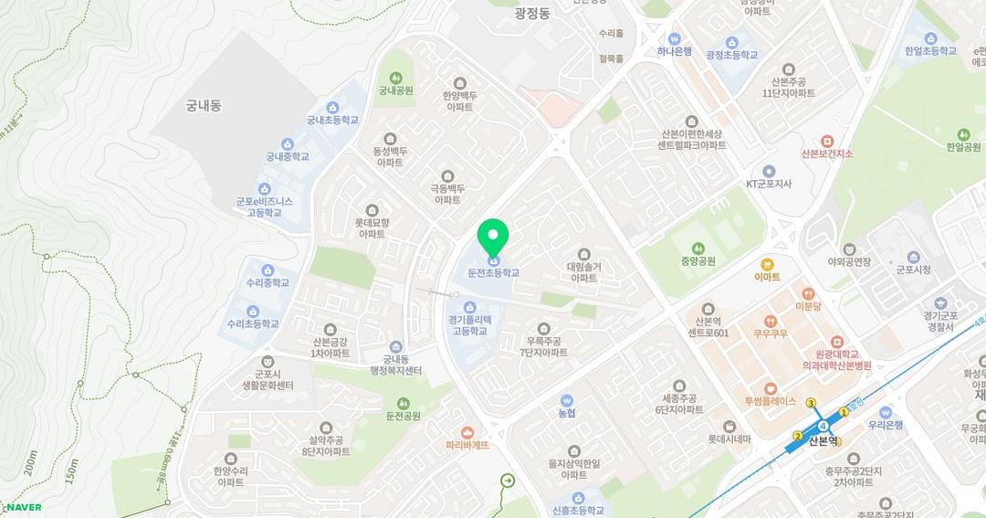 둔전초등학교병설유치원 위치 지도
